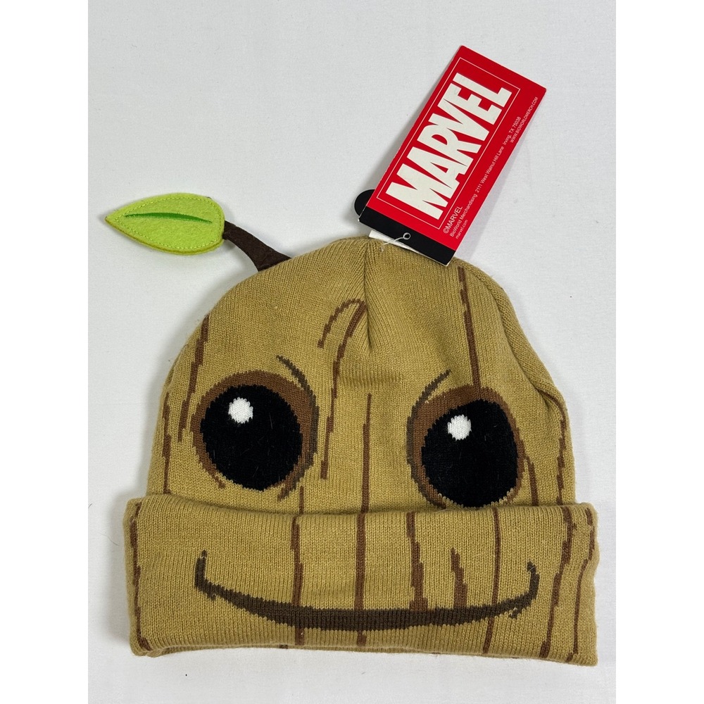 Marvel Guardians of the Galaxy Baby Groot Knit Beanie Hat Brown Tan BioWorld NWT